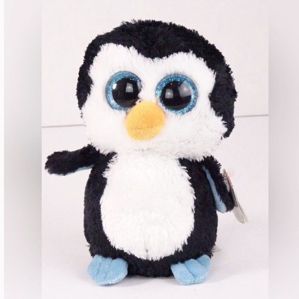 Waddles Penguin TY Beanie Boos Plush 6” Black White Blue Stuffed Animal NEW NWT